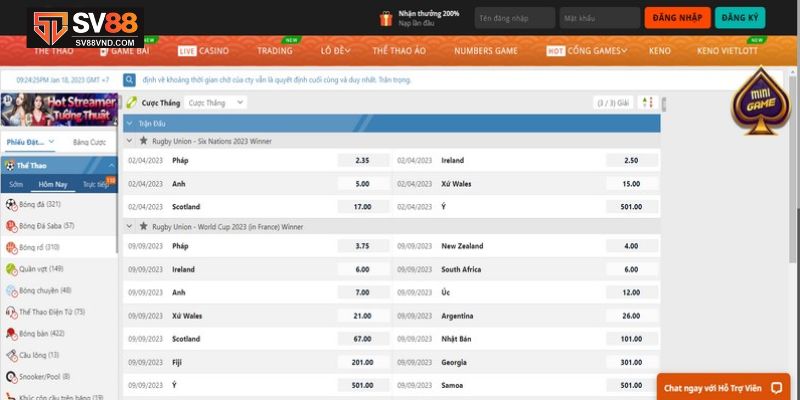 cá cược thể thao SV88